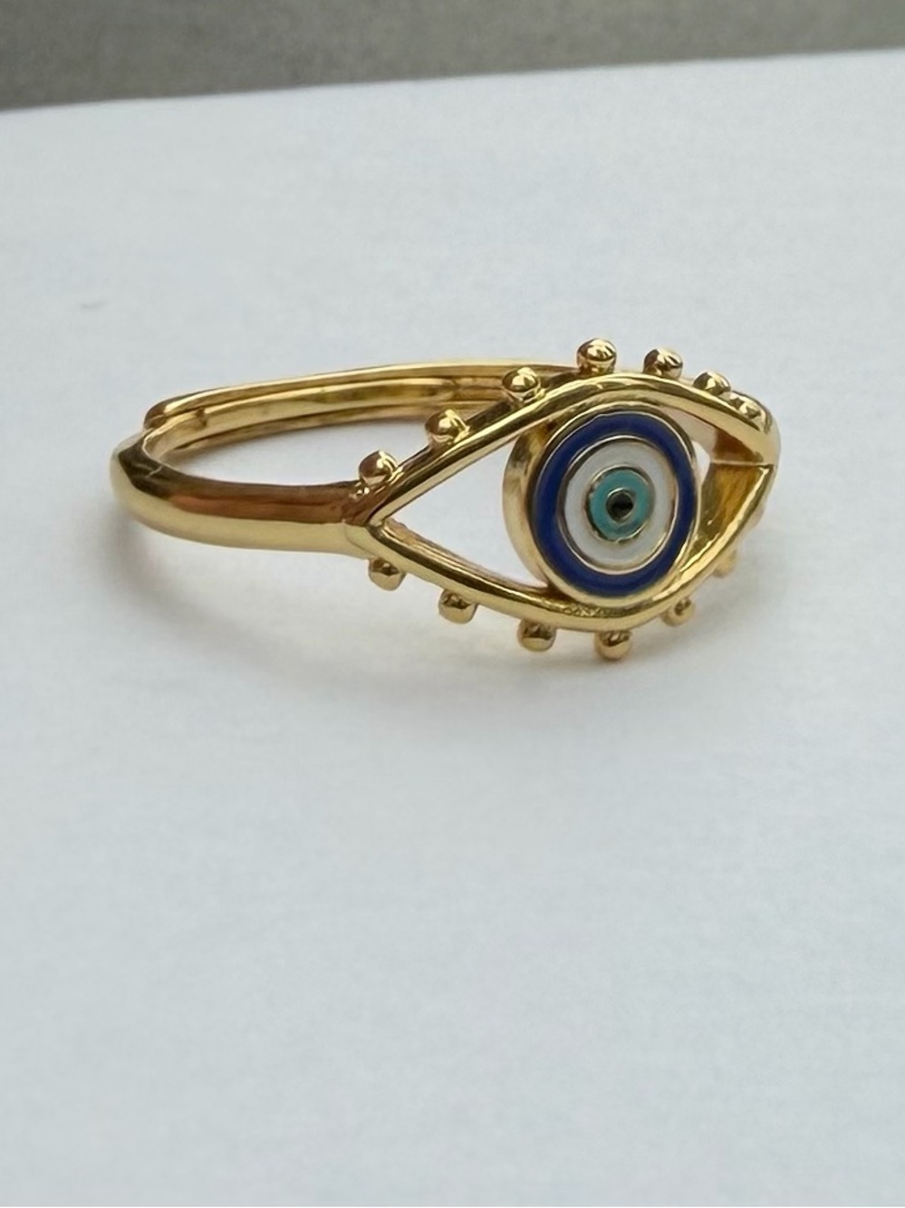925 Sterling Silver Evil Eye Ring Adjustable